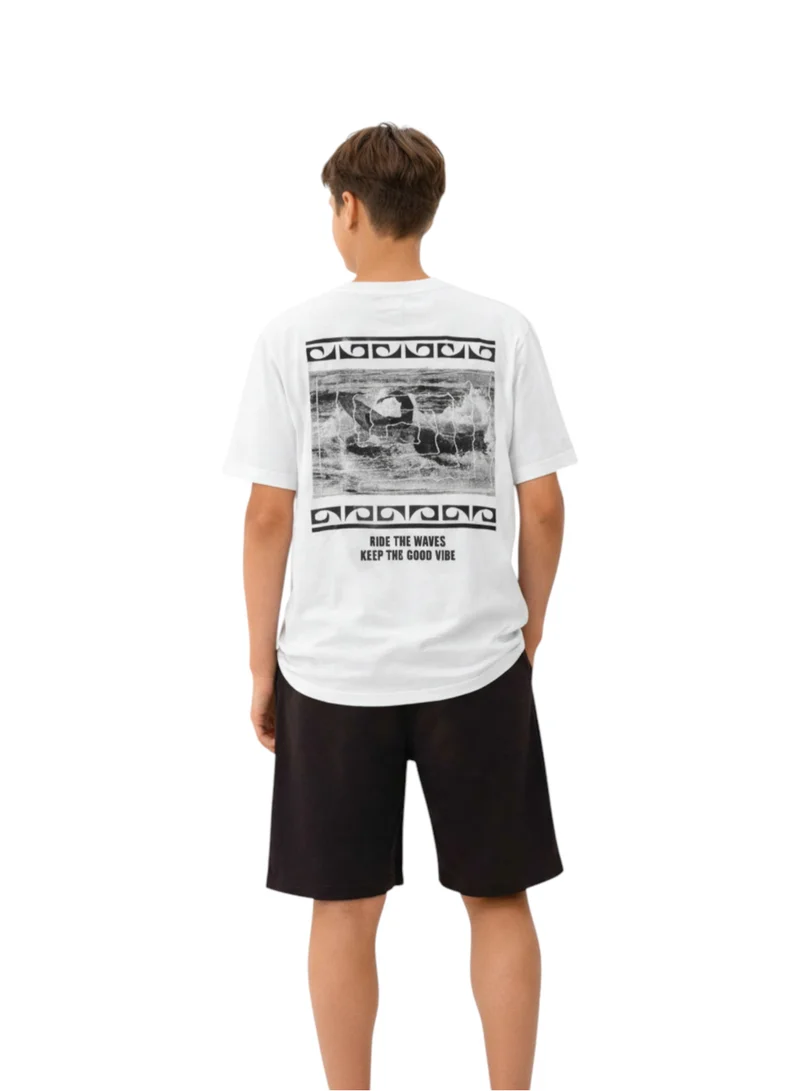 Victor And Jane  Boys 2 Pc "Ride the Waves" T-Shirt & Shorts Set (Relaxed Fit) for Men | Best Price UAE